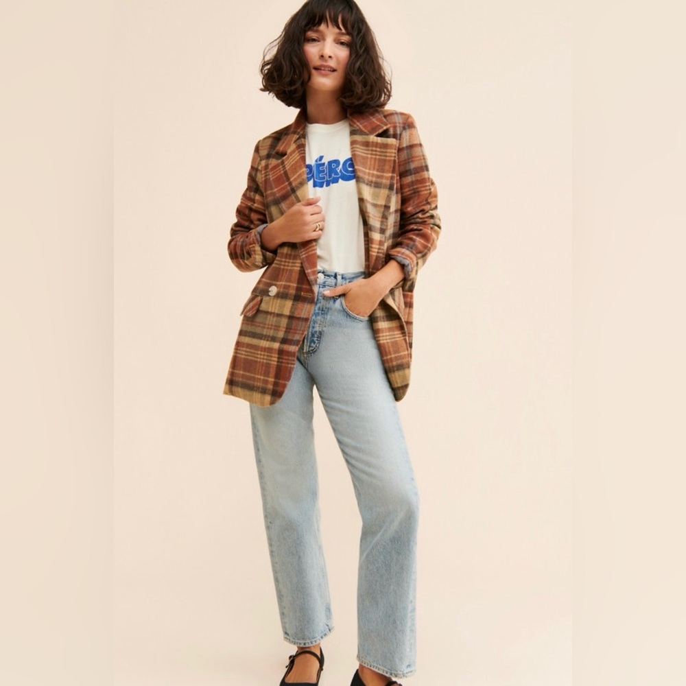 Free People Mari Plaid Double-Breasted Blazer - Picture 7 of 14